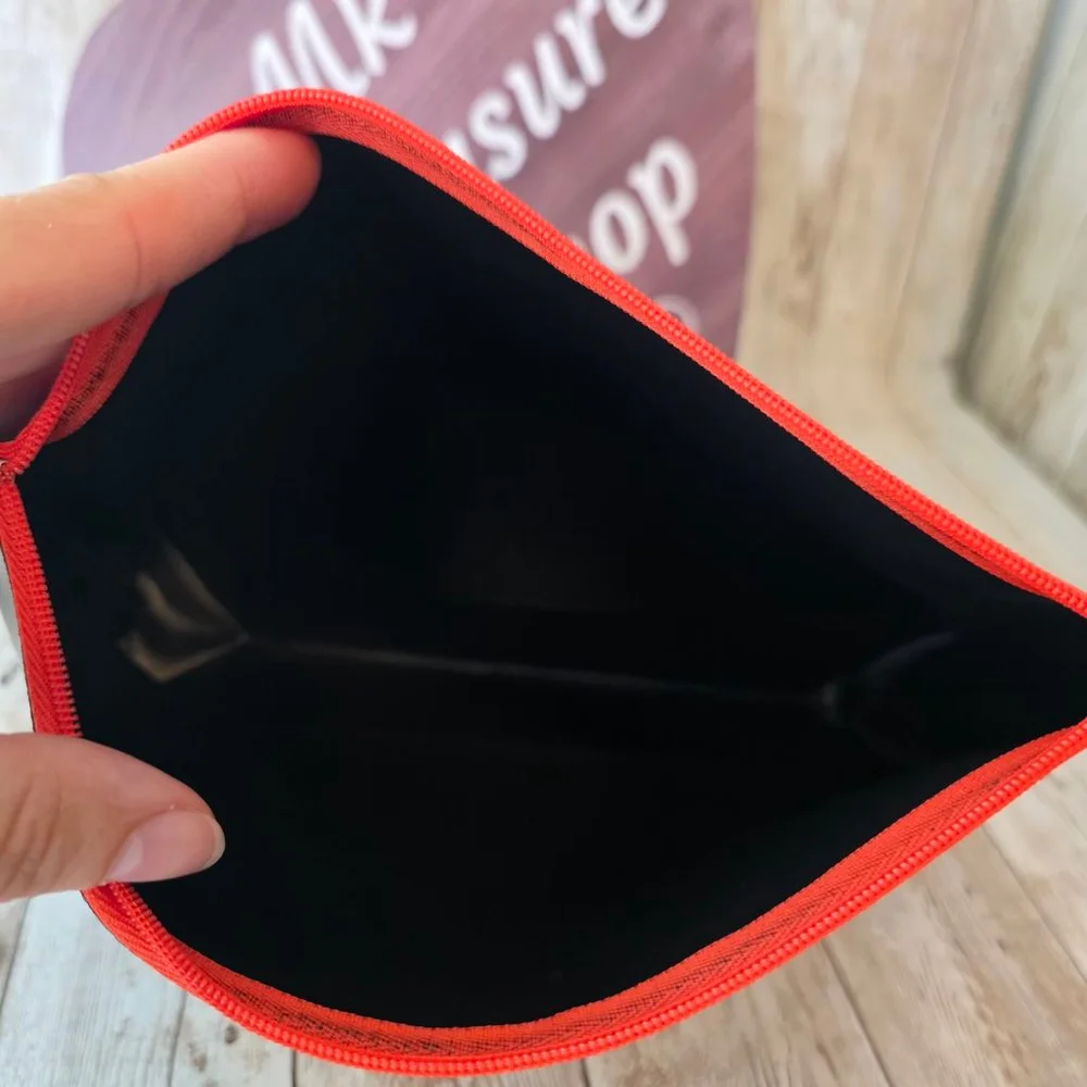 MAC Black Red Zipper Cosmetic Bag